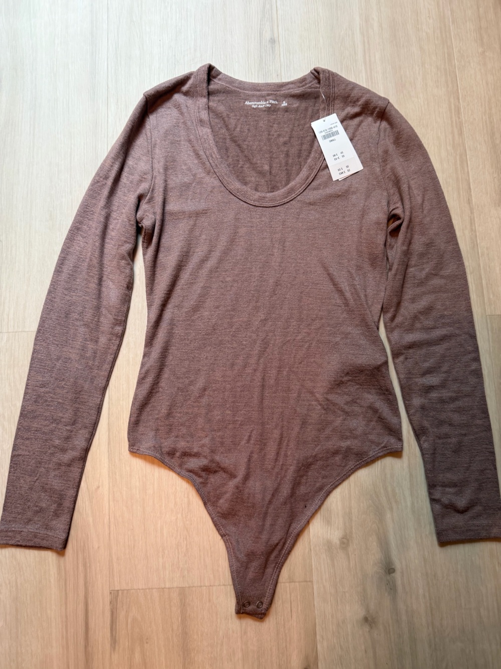 Abercrombie & Fitch Soft A&F Cozy Brown Long-Sleeve Scoop Neck Bodysuit